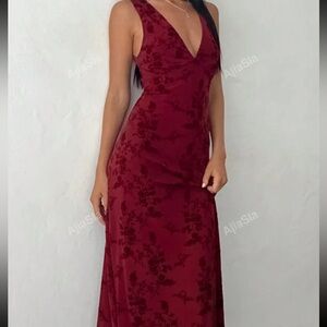 Elegant Red Floral Dress